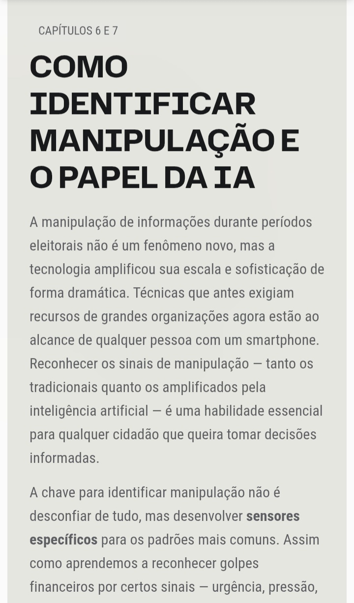 Prévia dos Capítulos 6 e 7 do e-book: Como identificar manipulação e o papel da IA