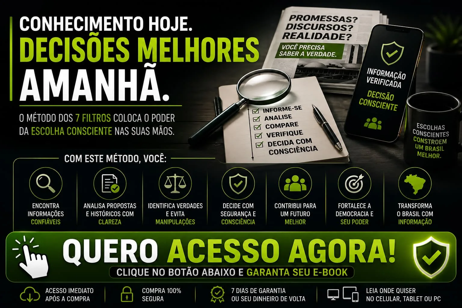 Checklist do método: informe-se, analise, compare, verifique e decida com consciência